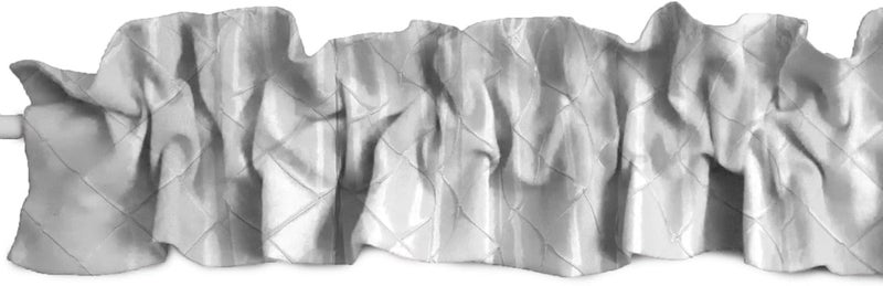 Elegant Pintuck Taffeta Sleeve Topper Window Valance Top Bottom Ruffle Home Décor Bedroom Nursery Kitchen Window (58" Wide x 5" Tall, White)